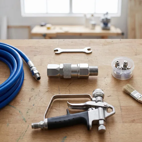 Vista 9 de Articulación de pulverizador, 1/4 de pulgada y 360 grados de rotación de pintura sin aire, accesorio giratorio, acero inoxidable plateado de alta