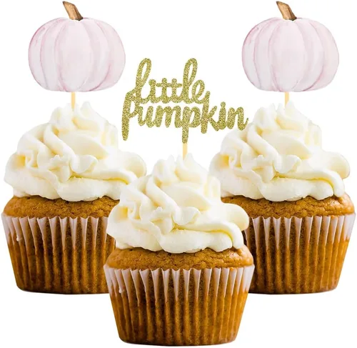 Vista 14 de Pumpkin Oh Baby - Decoración para cupcakes con temática de calabaza, para baby shower, cumpleaños, Acción de Gracias, Halloween, fiesta, suministros