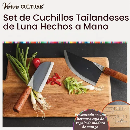 Vista 2 de Verve CULTURE Juego de 2 cuchillos Thai Chef's Moon - Cuchillo de acero al carbono forjado a mano
