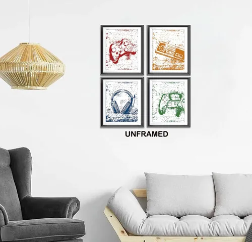 Vista 2 de Póster retro de videojuegos para el hogar, habitación de niños, decoración de sala de juegos, decoración de videojuegos en blanco y negro, arte