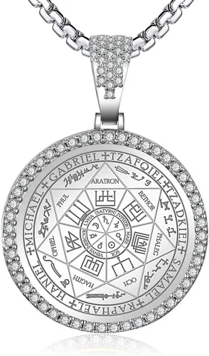 Vista 10 de Collar con colgante de siete arcángeles para hombres y mujeres, amuleto de protección, collar con dije de moneda de Arcángel Miguel Gabriel Uriel 1.