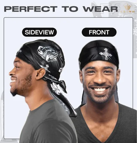 Vista 82 de Art Silky Durag con colas largas y anchas, durags de tela de seda suave satinada para mayor comodidad y compresión