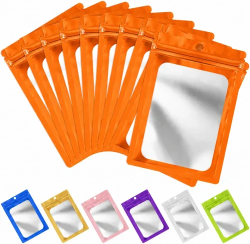 Vista 14 de FUNFERY - Paquete de 100 bolsas resellables de Mylar con ventana transparente esmerilada, bolsa con cremallera a prueba de olores