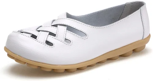Vista 18 de VenusCelia Mocasines planos para caminar con nidos trenzados para mujer Beige