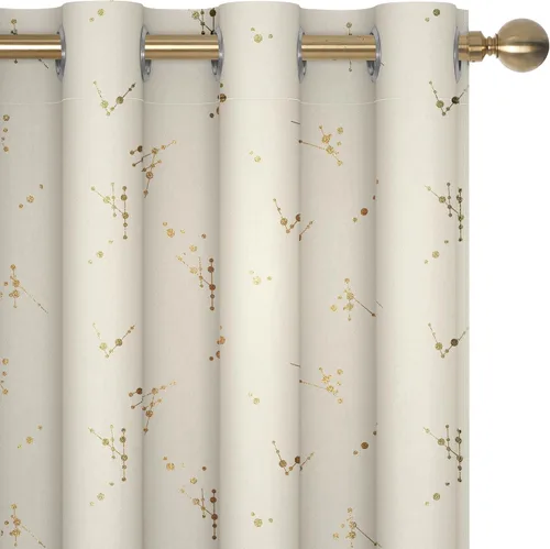 Vista 19 de Deconovo - Cortinas opacas con diseño dorado estampado y ojales, negro, de 42 pulgadas de ancho x 45 pulgadas de largo