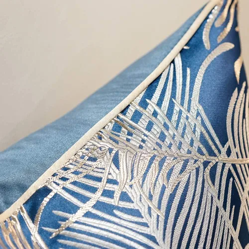 Vista 6 de Avigers - Fundas de cojín de 18 x 18 pulgadas, diseño de plumas de pavo real plateadas en azul claro, fundas de almohada de lujo, fundas de almohada