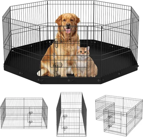 Vista 15 de VEVOR Corralito para perros, 4 paneles de 24 x 36 pulgadas, parque de ejercicio plegable de metal para mascotas, valla para perros para interiores