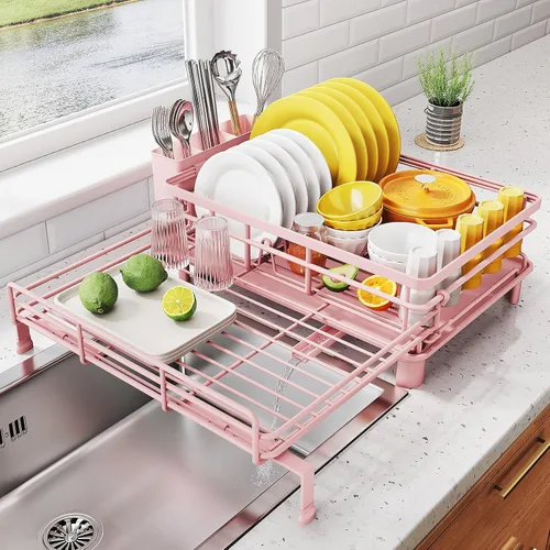 Vista 14 de Escurridor extensible para encimera de cocina, acero inoxidable, color negro