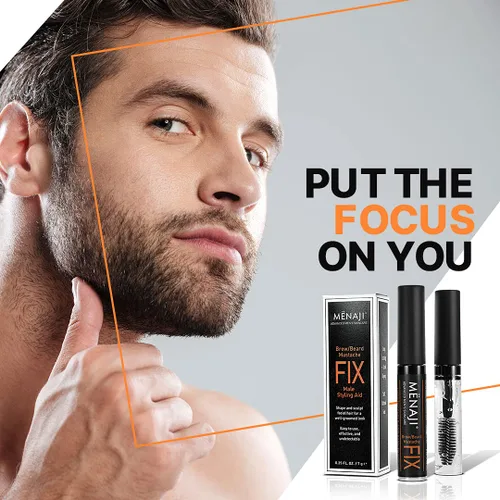 Vista 4 de MËNAJI The Fix Gel para barba y cejas para hombre, gel de sujeción y fijación con cepillo en espiral, duradero y duradero, mantiene el vello facial