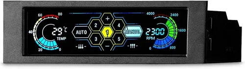 Vista 9 de Controlador de ventilador con monitor de temperatura, control automático de velocidad, LCD, panel frontal táctil de 5,25" de 5 canales