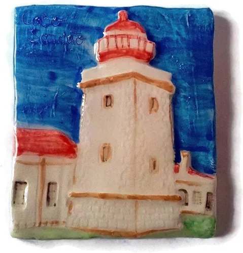 Vista 4 de Azulejo de faro de cerámica portugués hecho a mano