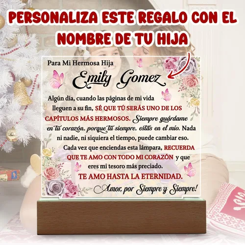 Vista 2 de Lampara De Amor Eterno Para Mi Hija En Español, Placa Personalizada De Graduación, Regalo De Graduación Para Mi Hija, Regalos De Graduación 2025