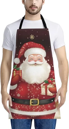 Vista 110 de Dreaweet Delantal de cocina unisex con cuello ajustable de Navidad
