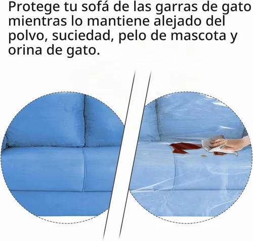 Vista 5 de Funda de sofá de plástico para muebles, funda de sofá de plástico transparente más grueso, protector de sofá antiarañazos para gatos, funda