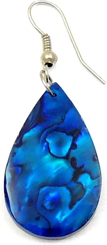 Vista 2 de Pendientes de abulón azul GA249-A con gancho de gota de gota con concha natural hechos a mano