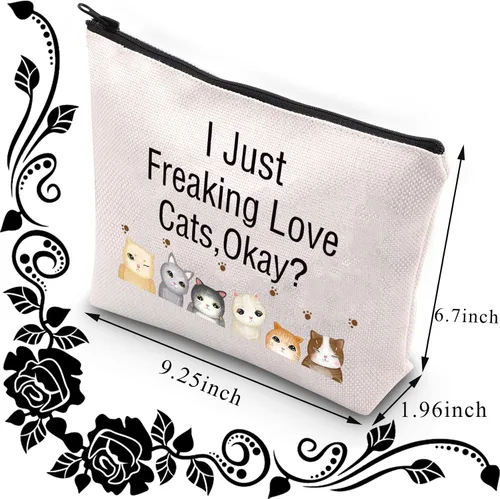 Vista 2 de BDPWSS Bolsas de maquillaje para amantes de los gatos, regalo para mamá, bolsa de viaje Crazy Cat Lady Bolsa de viaje para dueño de gatos, regalo