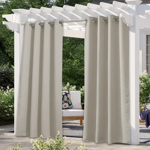 Vista 130 de NICETOWN Cortina para Exteriores para Patio Impermeable de 84 Pulgadas de Ancho, Aislamiento Térmico con Ojales Antioxidantes Bloqueo UV Cortina