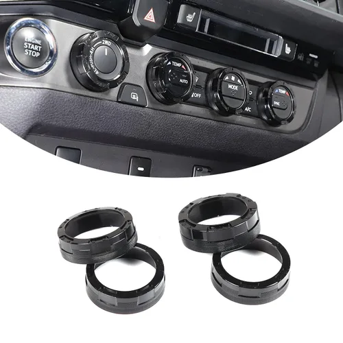 Vista 8 de Cubierta de anillo de botón de aleación de aluminio para automóvil y perilla de salida de volumen, 4 piezas, compatible con Toyota Tacoma 2016 2017