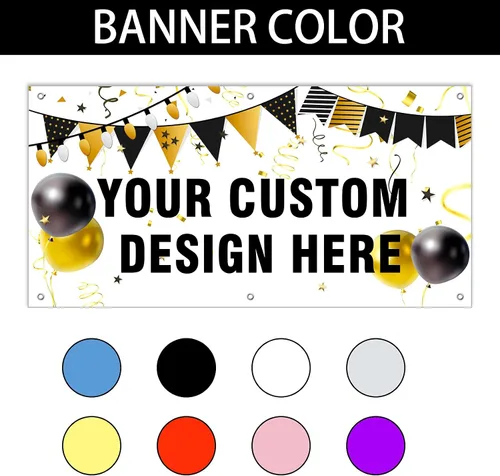 Vista 3 de Pancartas y letreros personalizados personalizados de graduación y cumpleaños con texto fotográfico, para decoraciones de fiestas, negocios, rojo
