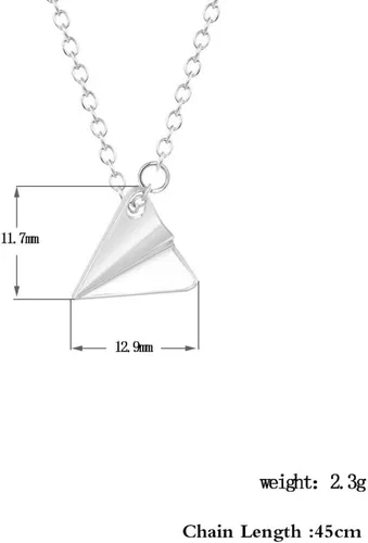 Vista 3 de YOOE - Collar de avión de papel de origami triangular, collar de avión de papel geométrico, collar de avión de papel triangular simple para mujeres