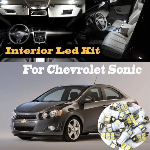 Vista 2 de Paquete de 10 bombillas LED para interiores de 6000 K súper blancas compatibles con Chevrolet Sonic 2012-2016
