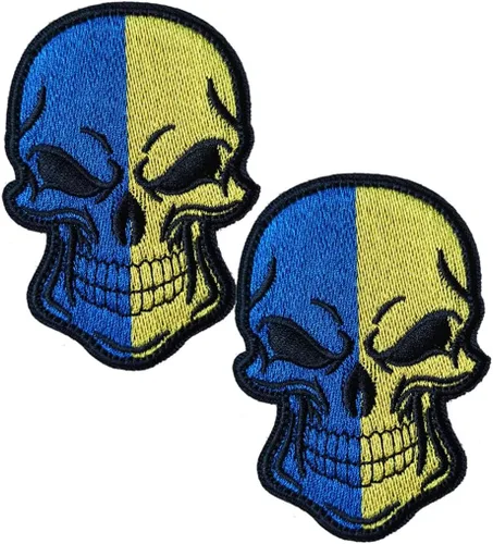 Vista 13 de AliPlus - 2 parches de calavera con bandera estadounidense de EE. UU., gancho y bucle