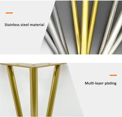 Vista 4 de Patas modernas de horquilla doradas, patas ajustables de metal para muebles de acero inoxidable, patas de gabinete de cocina y baño, patas