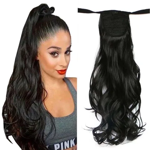Vista 31 de Extensiones de cabello sintético de 20 pulgadas, 3.17 oz, ondulado, rizado, resistente al calor, fibra sintética para mujer