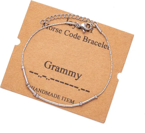 Vista 88 de JoycuFF Pulseras inspiradoras de código morse para mujeres, cuentas de plata, joyería con mantra de motivación, regalos para ella