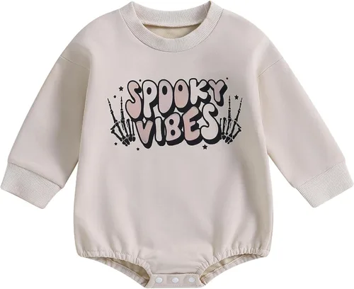 Vista 95 de Ropa de Halloween para bebé niña, sudadera con estampado de calabaza, mameluco de burbujas, lindo traje de Acción de Gracias de otoño