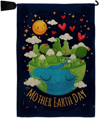 Vista 13 de Breeze Decor - Bandera inspiradora de la madre tierra para jardín, colección de expresión, planeta, paz, medio ambiente, concienciación, pequeño
