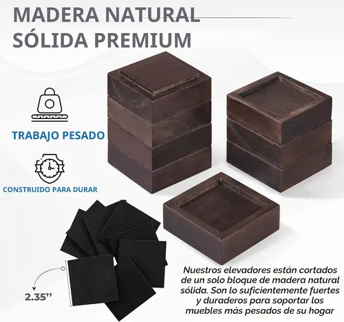 Vista 3 de Elevadores de cama, elevadores de muebles (juego de 8 pulgadas de altura, 1 pulgada) se pueden ajustar a 2 pulgadas, 3 pulgadas o 4 pulgadas