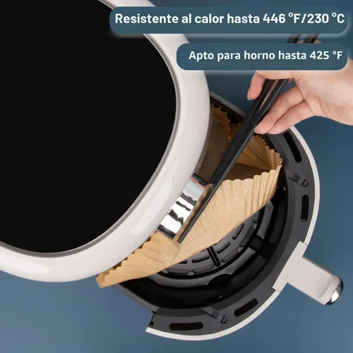 Vista 7 de 100 revestimientos desechables para freidora de aire, papel pergamino antiadherente de 7.9 pulgadas para hornear, asar, microondas, a prueba