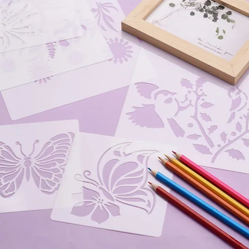 Vista 5 de Mega Pet 24 plantillas de pared de mariposas y flores, patrones de jardín, plantillas de dibujo, plantillas de pintura, plantillas de arte