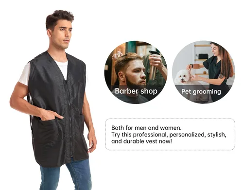 Vista 5 de PERFEHAIR Chaleco de peluquero para hombre, mantente cómodo y elegante, ligero, diseño antiestático, ideal para estilistas, profesionales