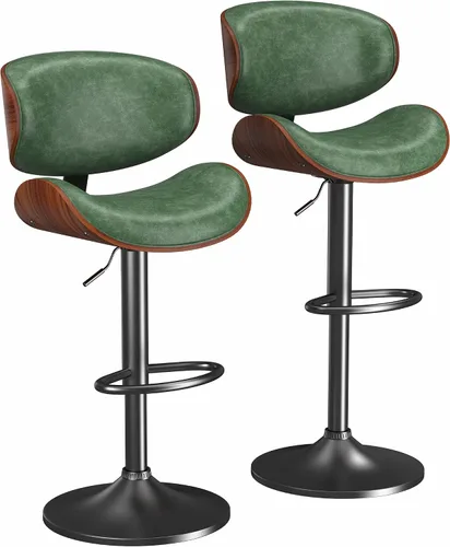 Vista 11 de YaFiti Taburetes de bar modernos giratorios, taburetes de bar altura de mostrador con respaldo para bar, cocina, comedor, color marrón