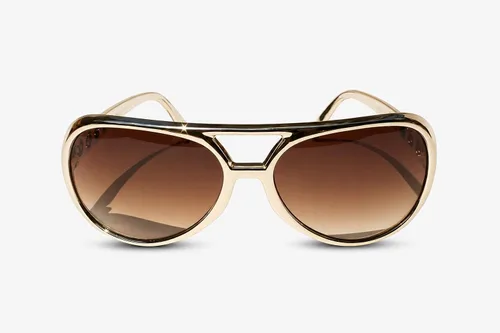 Vista 2 de NEON NATION The King of Rock and Roll - Gafas de sol grandes para disfraz de Las Vegas Dorado