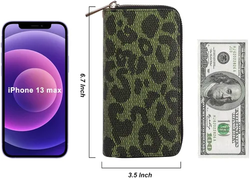 Vista 5 de HAWEE - Cartera para teléfono celular, con dos cierres y correa larga extraíble para la muñeca, para mujer