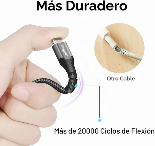 Vista 2 de Fasgear Huawei Supercharge - Cable USB-C de 88 W, negro, 6 pies