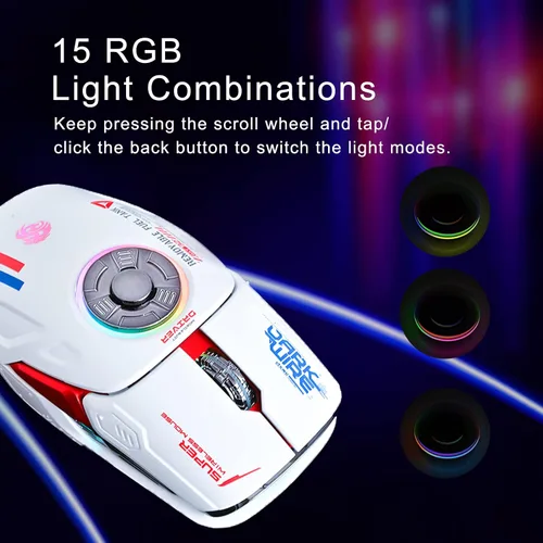 Vista 4 de Iluminación LED RGB, liberación de estrés EDC, Bluetooth 2.4G, mouse inalámbrico UFO para juegos, 5 botones, 4 DPI óptico, recargable, con receptor