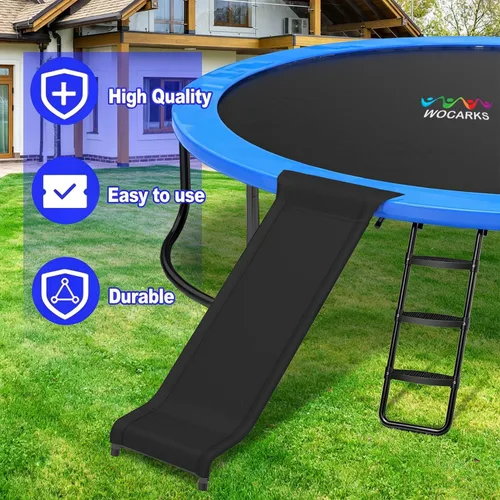 Vista 5 de Tobogán ergonómico para cama elástica con región de amortiguación, escalera deslizante de 3 escalones de ancho para cama elástica, accesorios