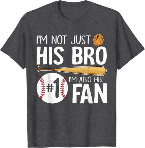 Vista 41 de Camiseta Baseball Brother I'm Not Just His Bro I'm His Number One Fan, Negro