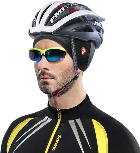 Vista 6 de Santic Gorra de cráneo para ciclismo, forro polar térmico, resistente al viento, se adapta debajo de los cascos