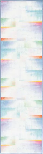 Vista 3 de SAFAVIEH Colección de pinceles de pintura lavables para alfombras – Alfombra de pasillo de 2 pies 2 pulgadas x 8 pies, azul y verde, antideslizante