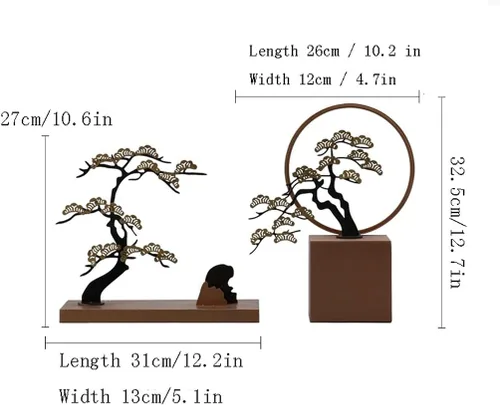 Vista 2 de chinese feng shui statue sculpture Modern New Chinese Creative Iron Art Pine Tree Crafts Indoor Living Room Desktop Decoration Entrance Feng Shui