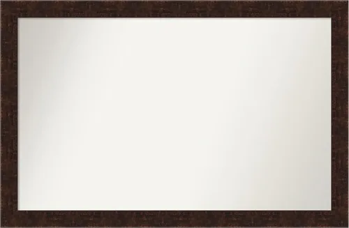 Vista 194 de Amanti Art Espejo de baño de bronce para sobre fregadero, 24 x 24 pulgadas, espejo de tocador cuadrado estrecho de bronce Manhattan, marco de madera