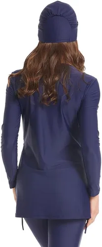 Vista 5 de Traje de baño de manga larga musulmán islámico burkini para mujer, traje de baño modesto Hijab Top+Pantalones, Rashguard cubierta completa floral