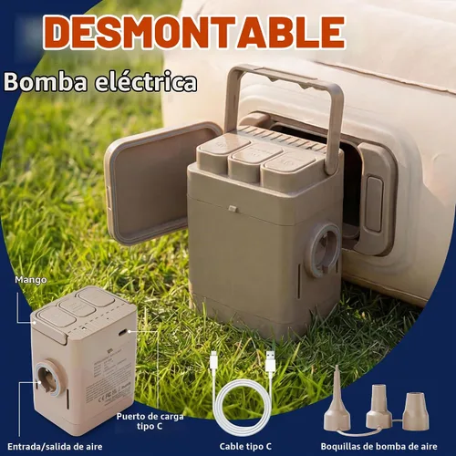 Vista 2 de Colchón de aire individual, colchón inflable portátil con bomba incorporada, cama de aire autoinflable impermeable, cama de invitados para camping