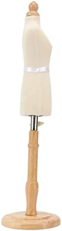 Vista 8 de Eujgoov Maniquí de vestido femenino de muñeca, forma de vestido de costura, forma de vestido femenino, forma de torso, madera de haya con base