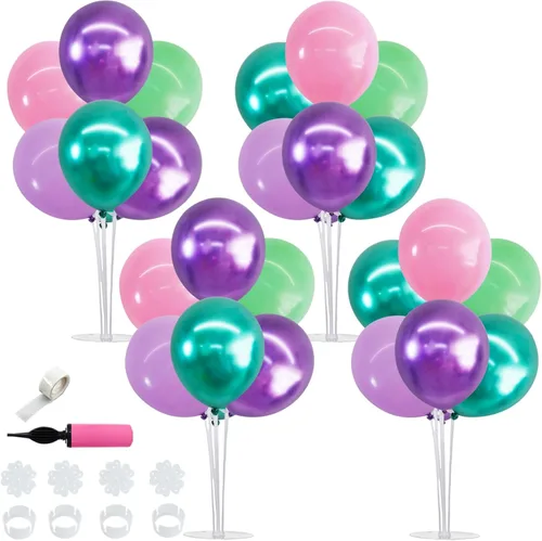 Vista 19 de TONIFUL Juego de 4 centros de mesa de globos de color negro, azul